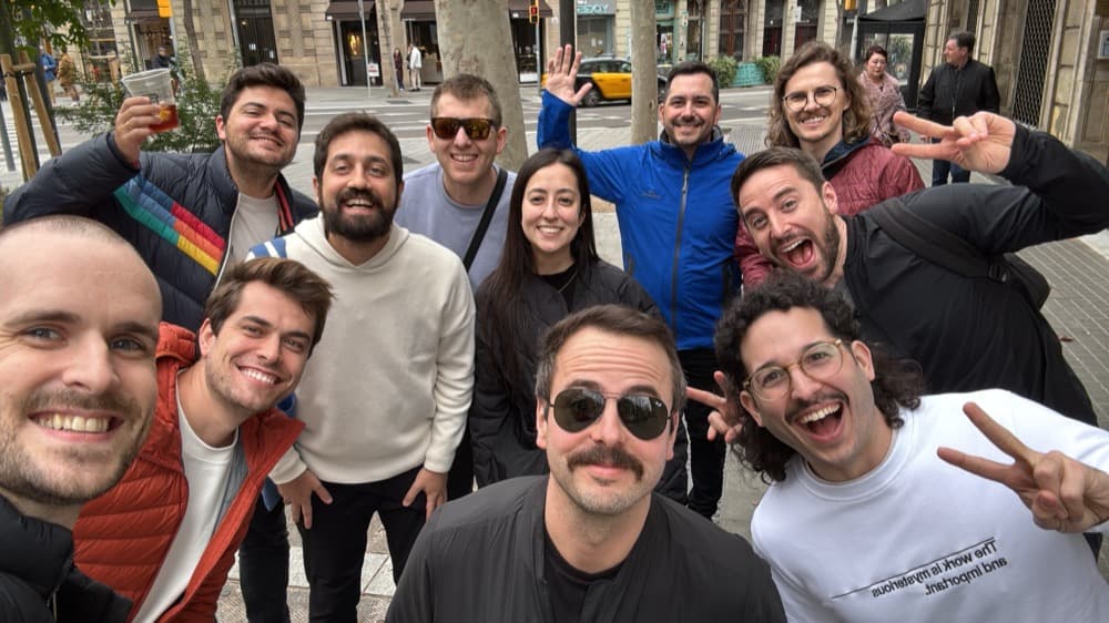 A picture of the Resend team, 6 people smiling to the camera in an office-like setting